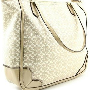Coach Poppy Tote In Signature C Metallic Outline F